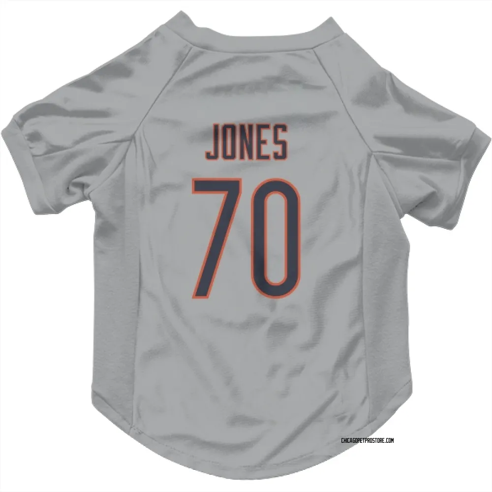 Chicago Bears Braxton Jones Silver Pet Jersey for Dog & Cat