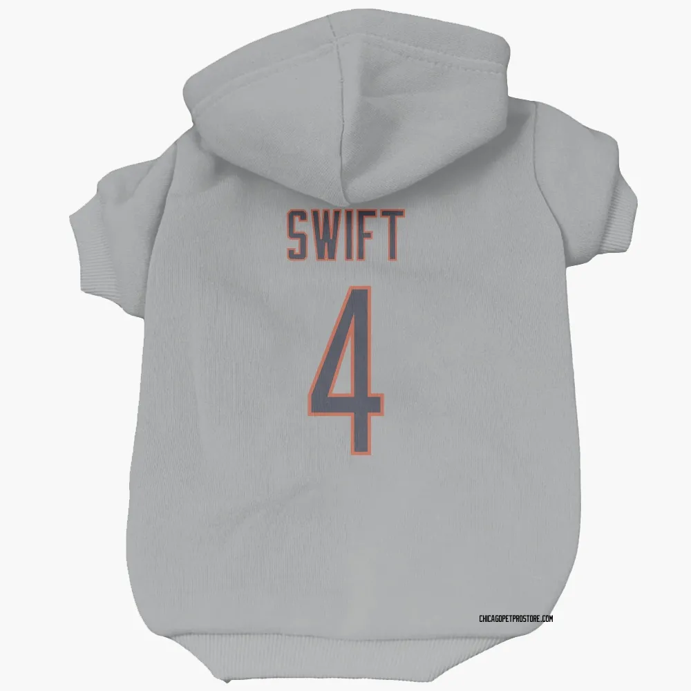 Chicago Bears D'Andre Swift Silver Pet Hoodie for Dog & Cat