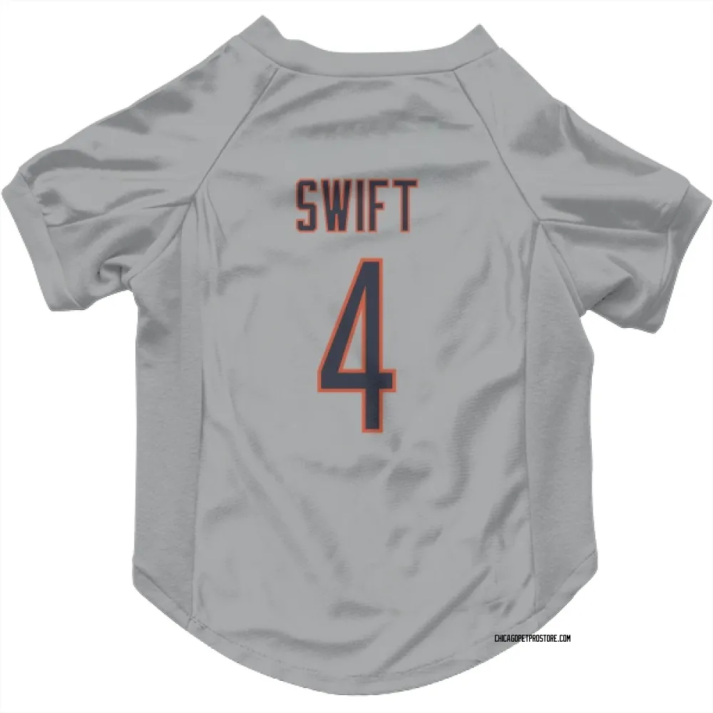 Chicago Bears D'Andre Swift Silver Pet Jersey for Dog & Cat