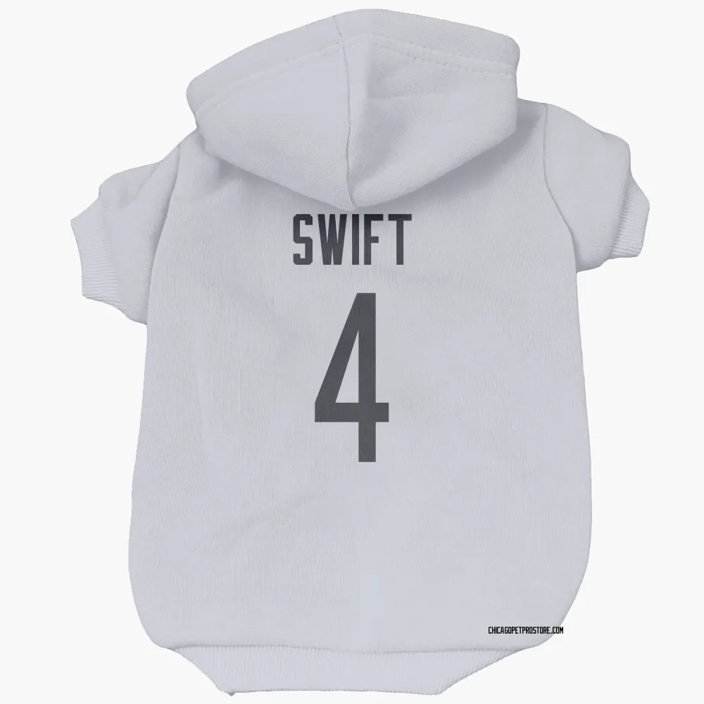 Chicago Bears D'Andre Swift White Pet Hoodie for Dog & Cat
