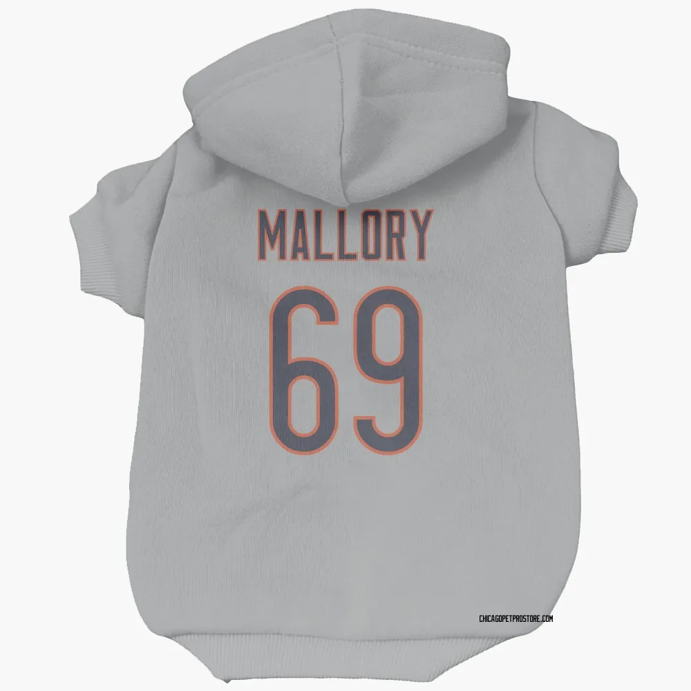 Chicago Bears Dashaun Mallory Silver Pet Hoodie for Dog & Cat