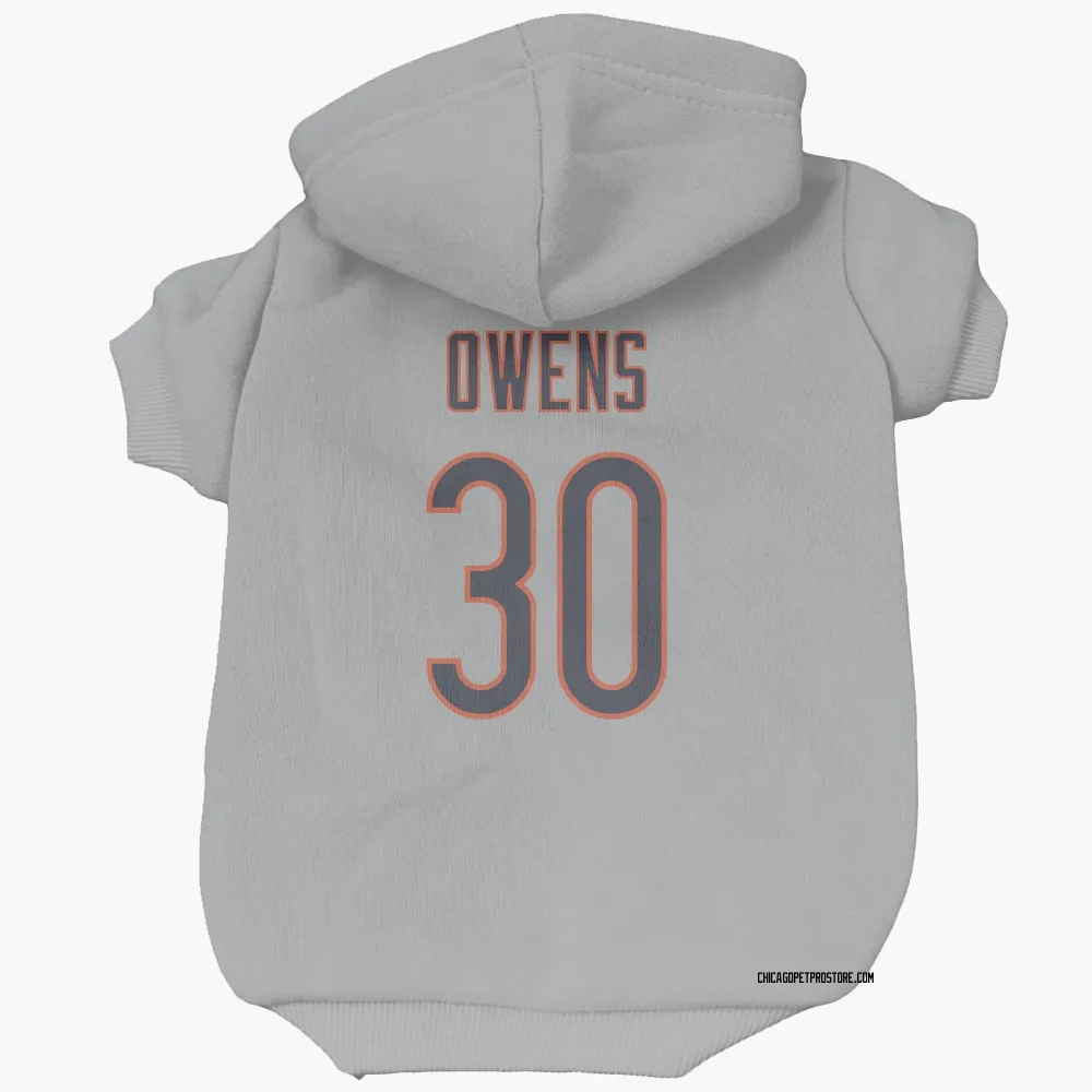 Chicago Bears Gervarrius Owens Silver Pet Hoodie for Dog & Cat