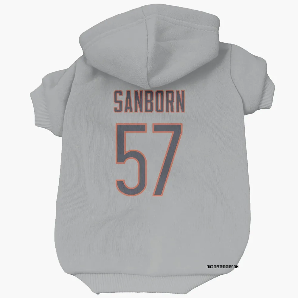 Chicago Bears Jack Sanborn Silver Pet Hoodie for Dog & Cat