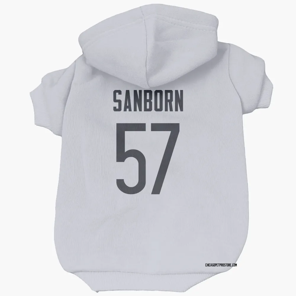Chicago Bears Jack Sanborn White Pet Hoodie for Dog & Cat