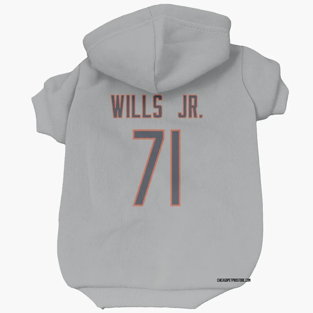 Chicago Bears Jedrick Wills Jr. Silver Pet Hoodie for Dog & Cat