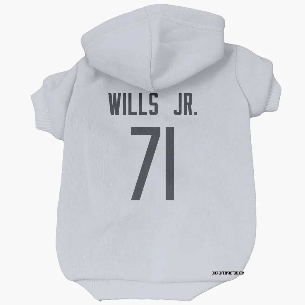 Chicago Bears Jedrick Wills Jr. White Pet Hoodie for Dog & Cat