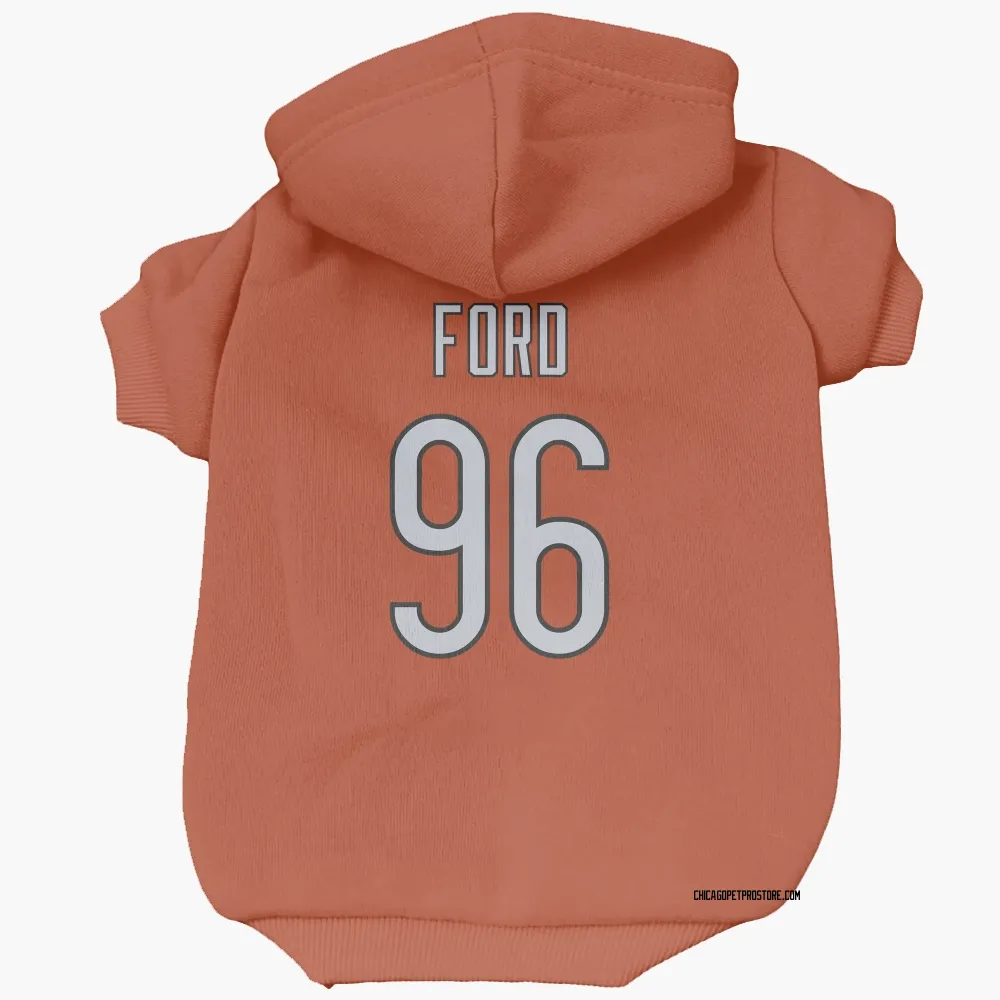 Chicago Bears Jonathan Ford Orange Pet Hoodie for Dog & Cat