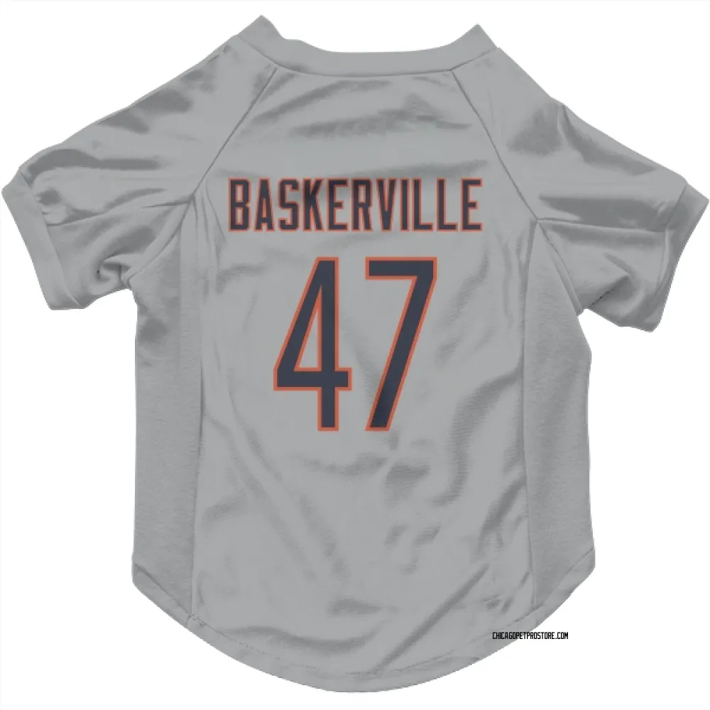 Chicago Bears Micah Baskerville Silver Pet Jersey for Dog & Cat