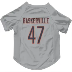 Chicago Bears Micah Baskerville Silver Pet Jersey for Dog & Cat