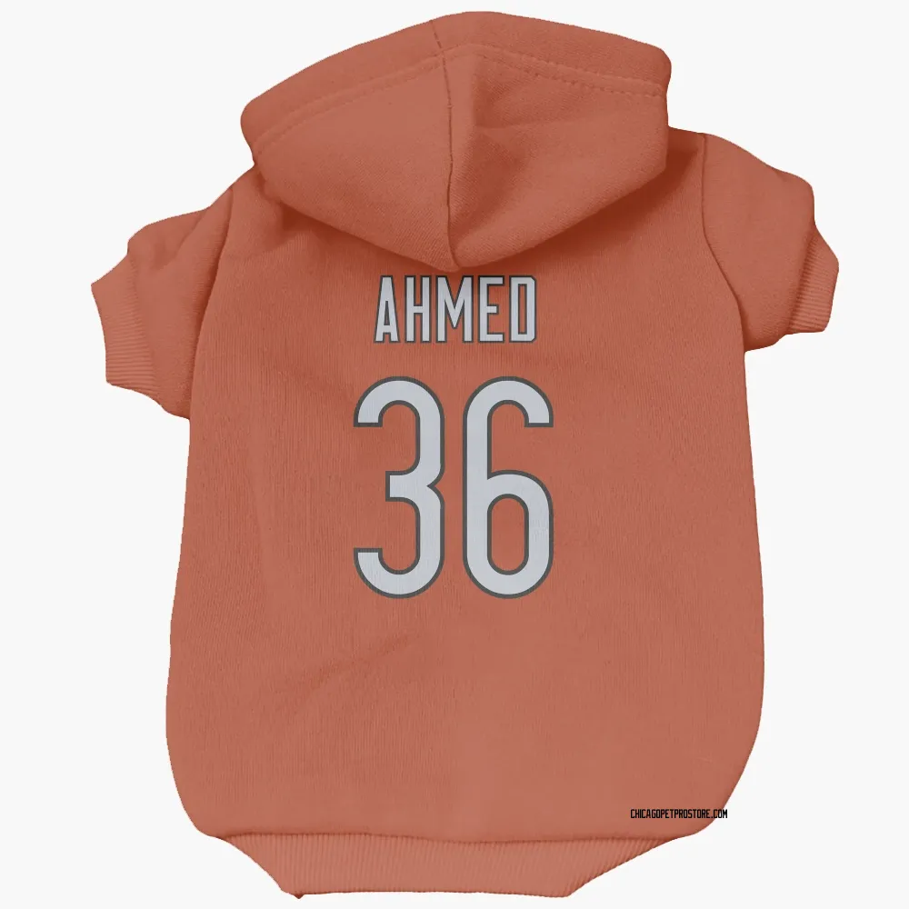 Chicago Bears Salvon Ahmed Orange Pet Hoodie for Dog & Cat