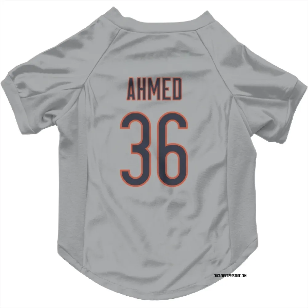 Chicago Bears Salvon Ahmed Silver Pet Jersey for Dog & Cat