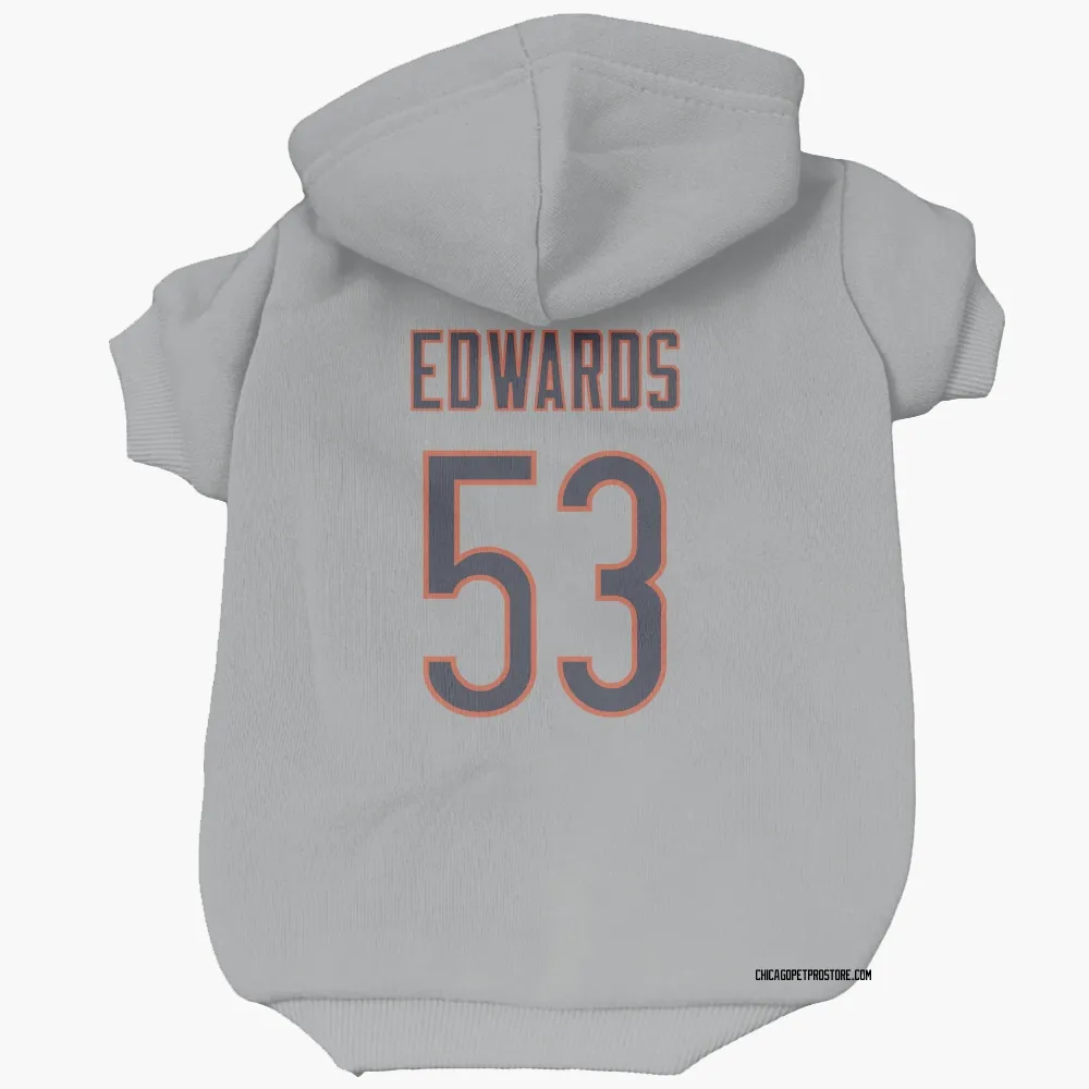 Chicago Bears T.J. Edwards Silver Pet Hoodie for Dog & Cat