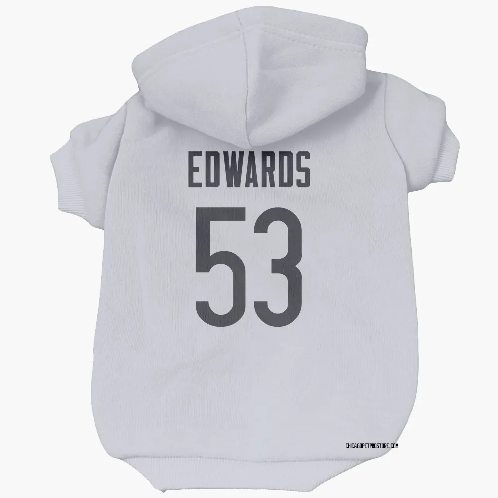 Chicago Bears T.J. Edwards White Pet Hoodie for Dog & Cat